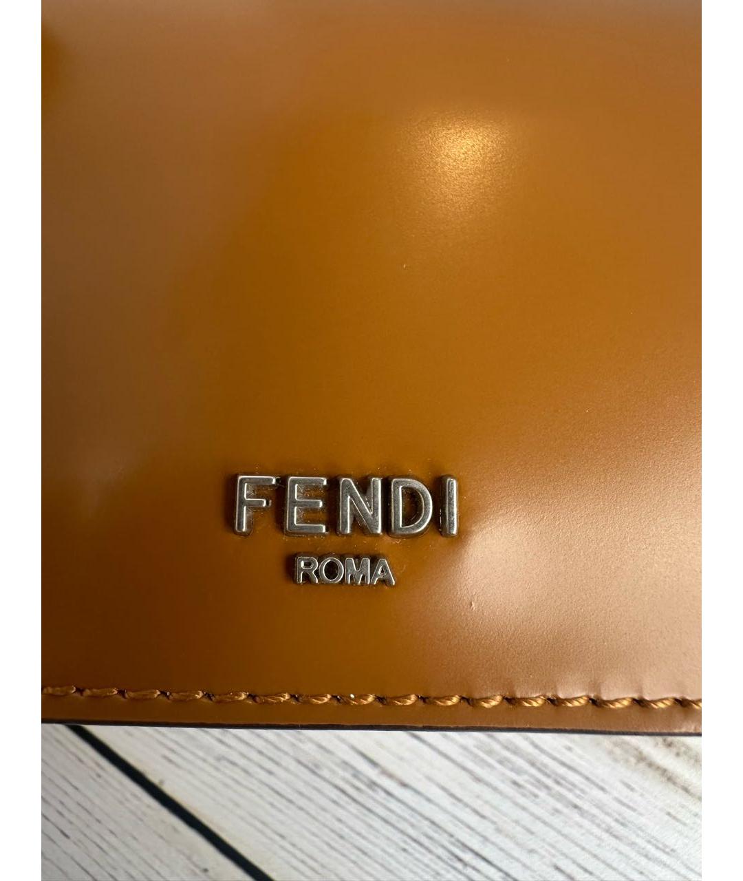 FENDI Коричневая кожаная сумка с короткими ручками, фото 7