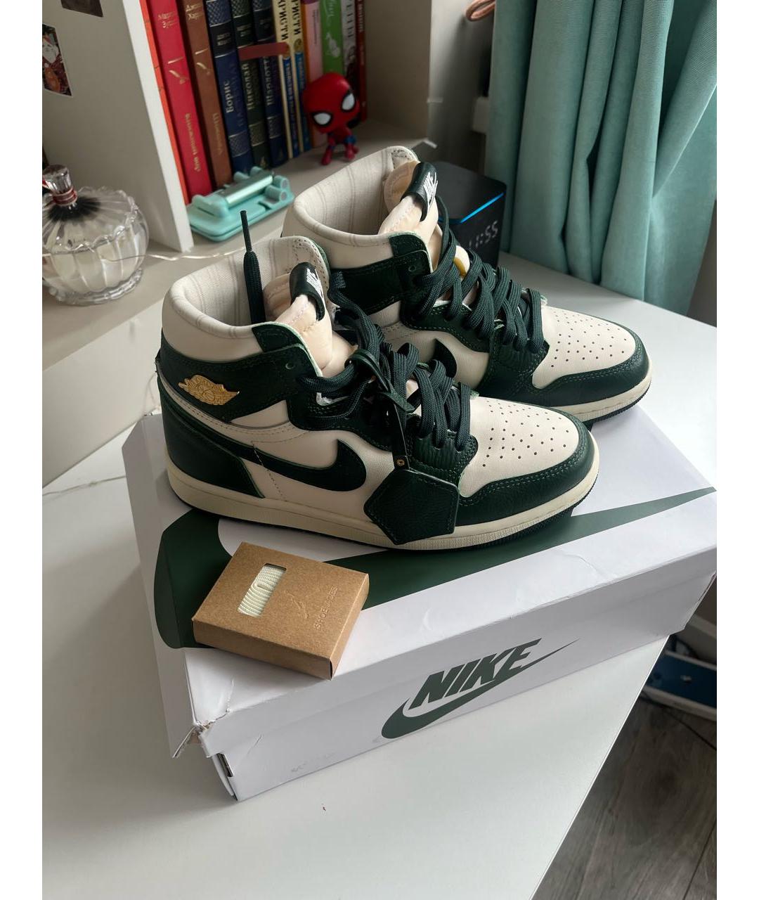 JORDAN Зеленые кроссовки из искусственной кожи, фото 2