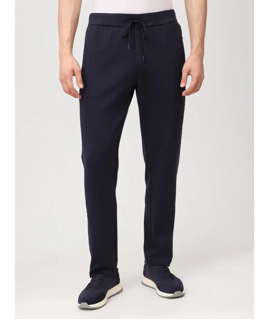 PAUL & SHARK Темно-синие хлопко-эластановые повседневные брюки, фото 4