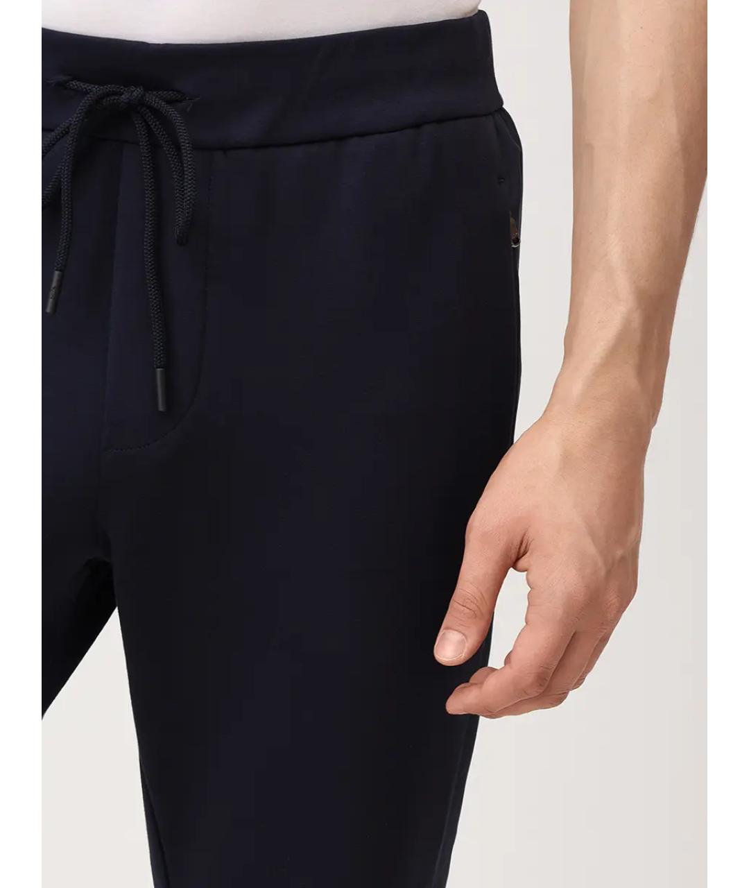 PAUL & SHARK Темно-синие хлопко-эластановые повседневные брюки, фото 5