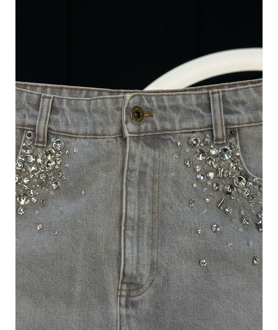 MIU MIU Антрацитовая деним юбка мини, фото 3