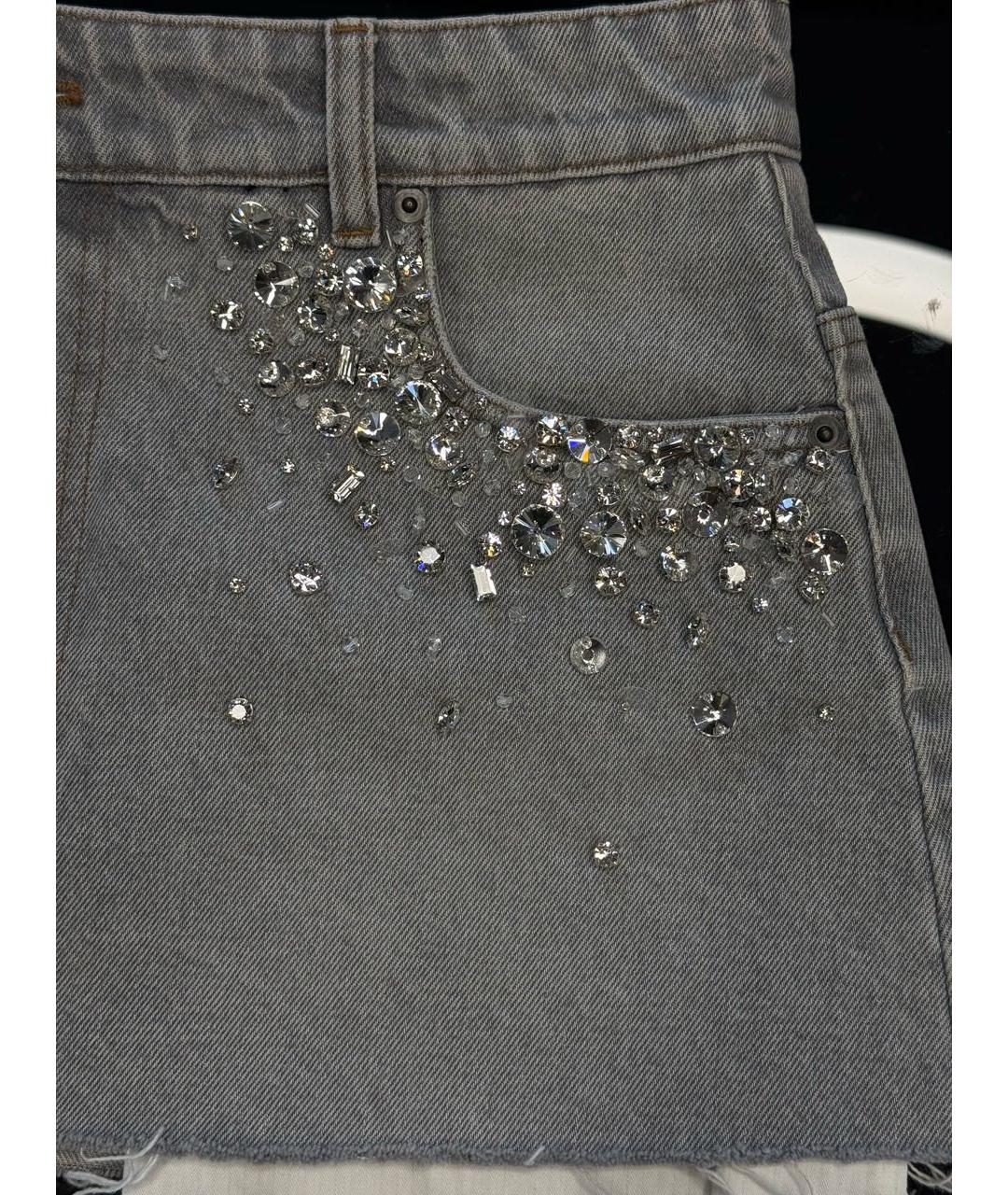 MIU MIU Антрацитовая деним юбка мини, фото 4