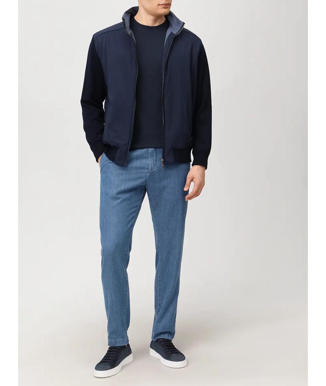 PAUL & SHARK Темно-синяя хлопковая футболка, фото 2