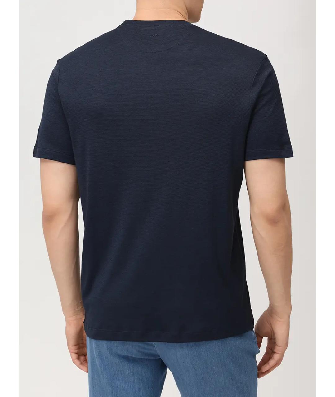 PAUL & SHARK Темно-синяя хлопковая футболка, фото 3