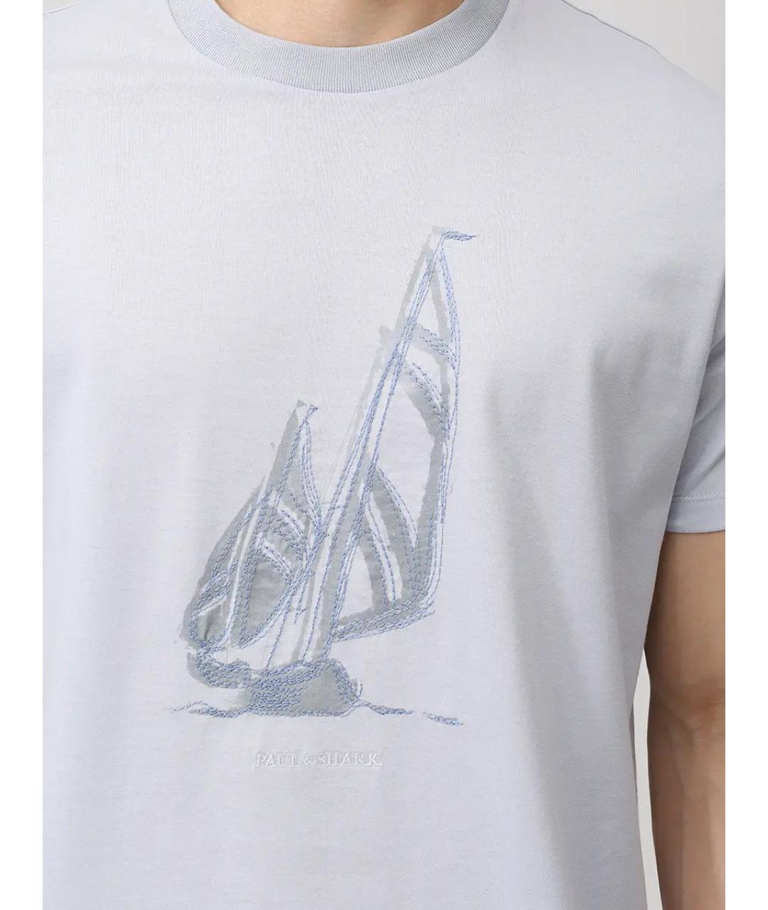 PAUL & SHARK Голубое хлопковое поло с длинным рукавом, фото 5