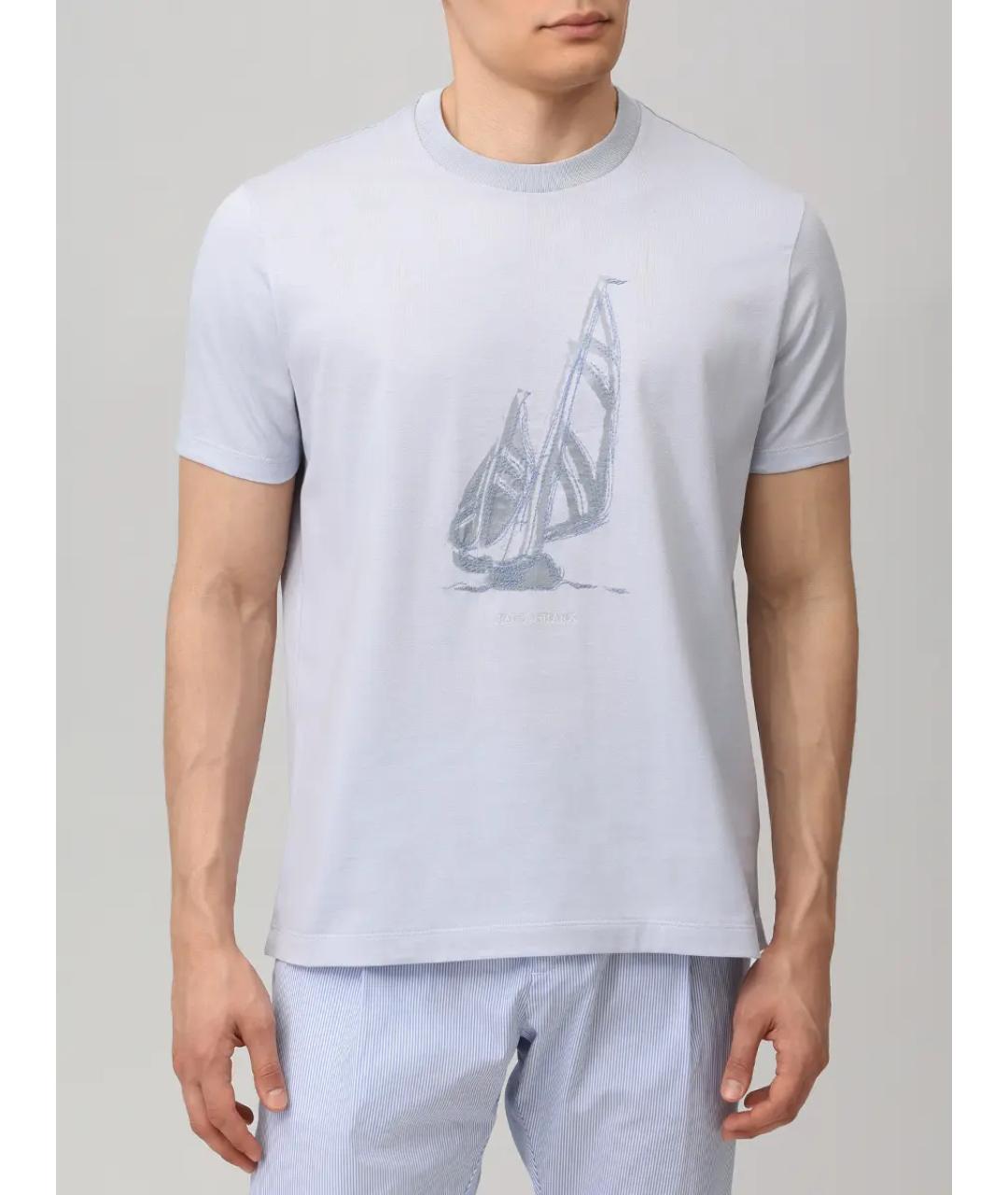 PAUL & SHARK Голубое хлопковое поло с длинным рукавом, фото 4