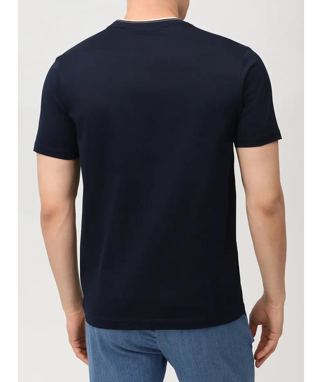 PAUL & SHARK Темно-синяя хлопковая футболка, фото 3