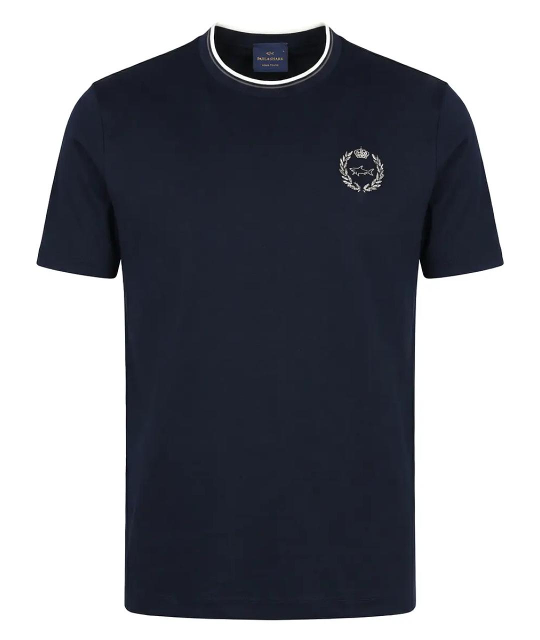 PAUL & SHARK Темно-синяя хлопковая футболка, фото 1