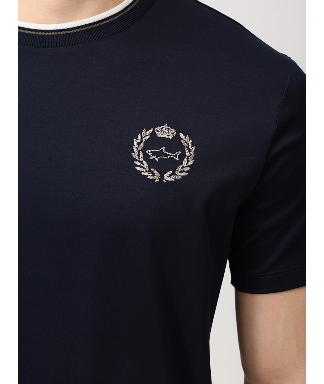 PAUL & SHARK Темно-синяя хлопковая футболка, фото 5