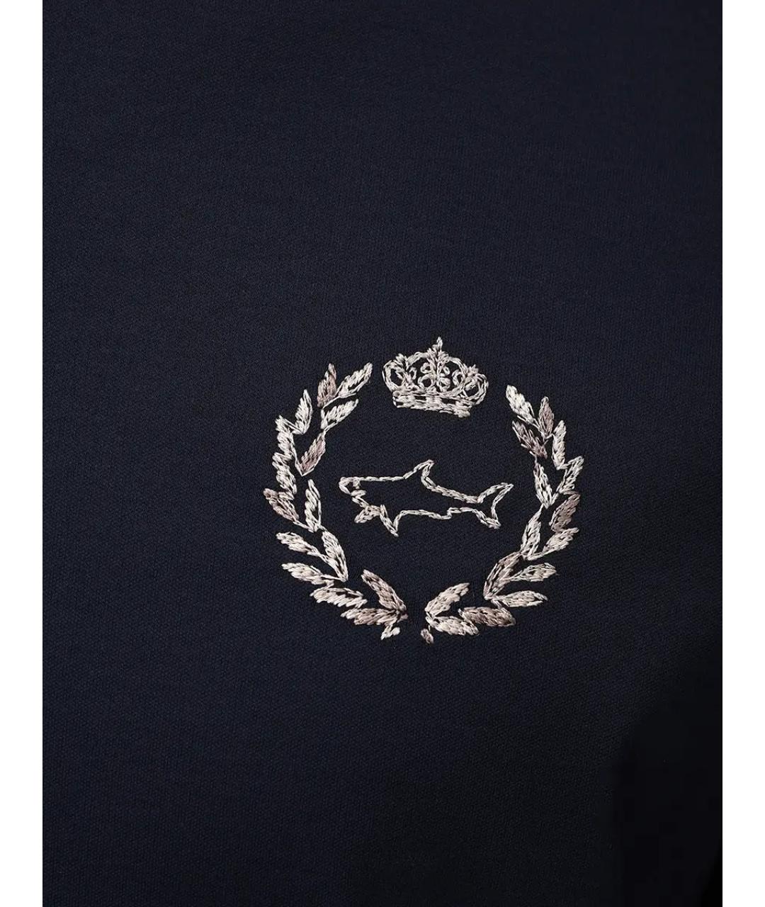 PAUL & SHARK Темно-синяя хлопковая футболка, фото 6