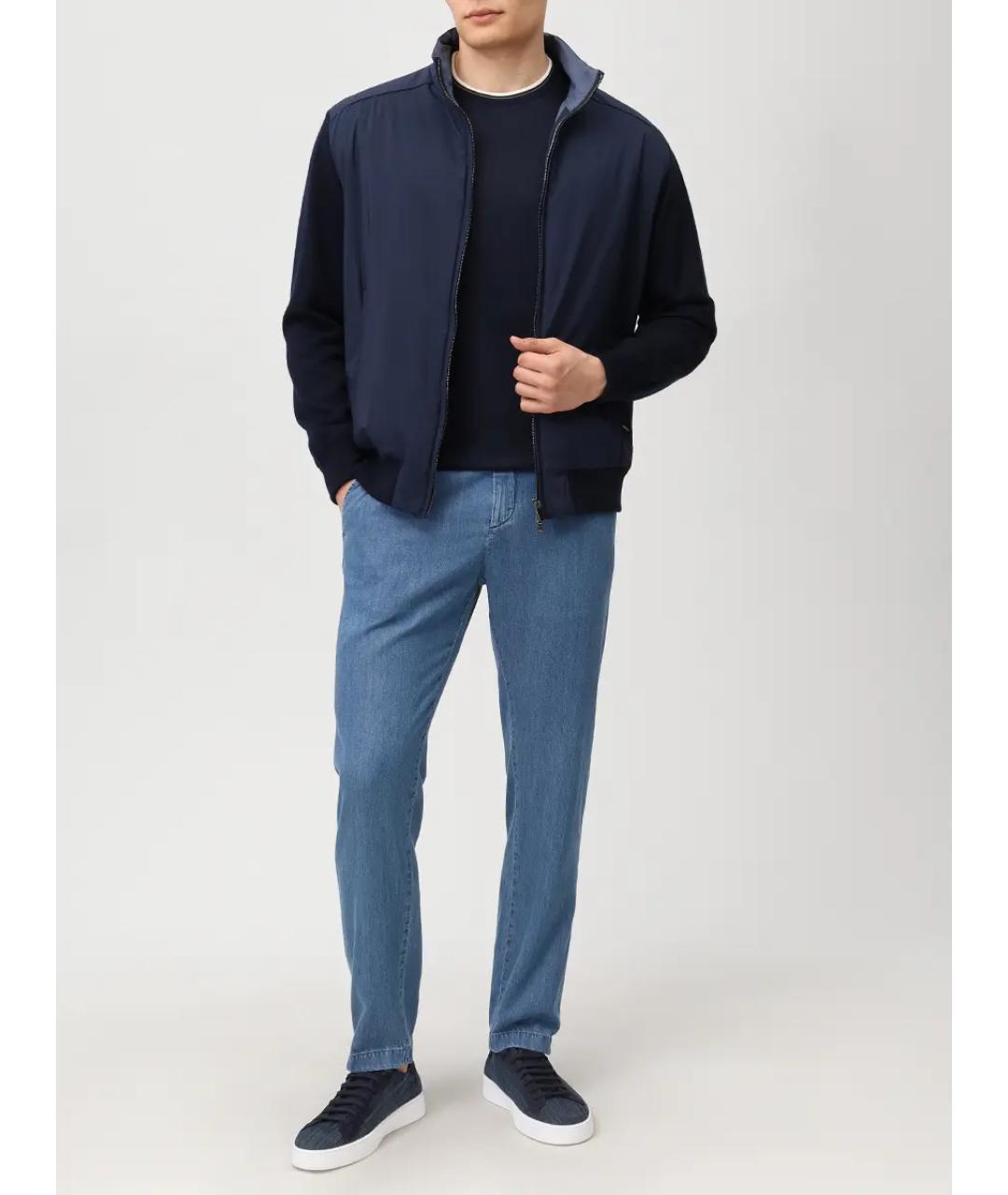 PAUL & SHARK Темно-синяя хлопковая футболка, фото 2