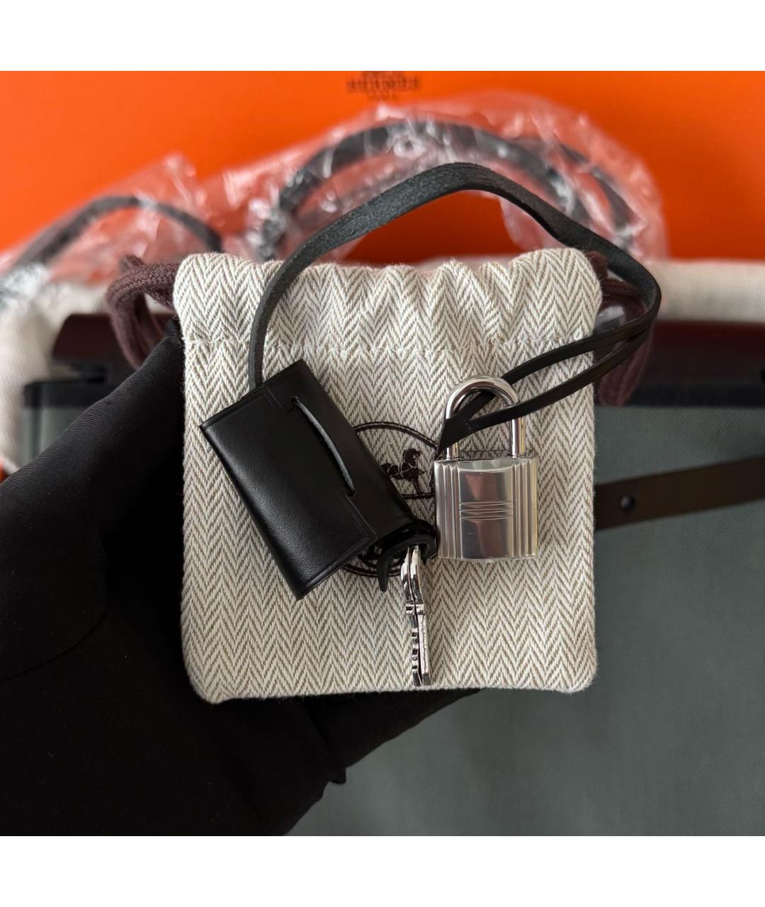 HERMES Хаки кожаная сумка через плечо, фото 8