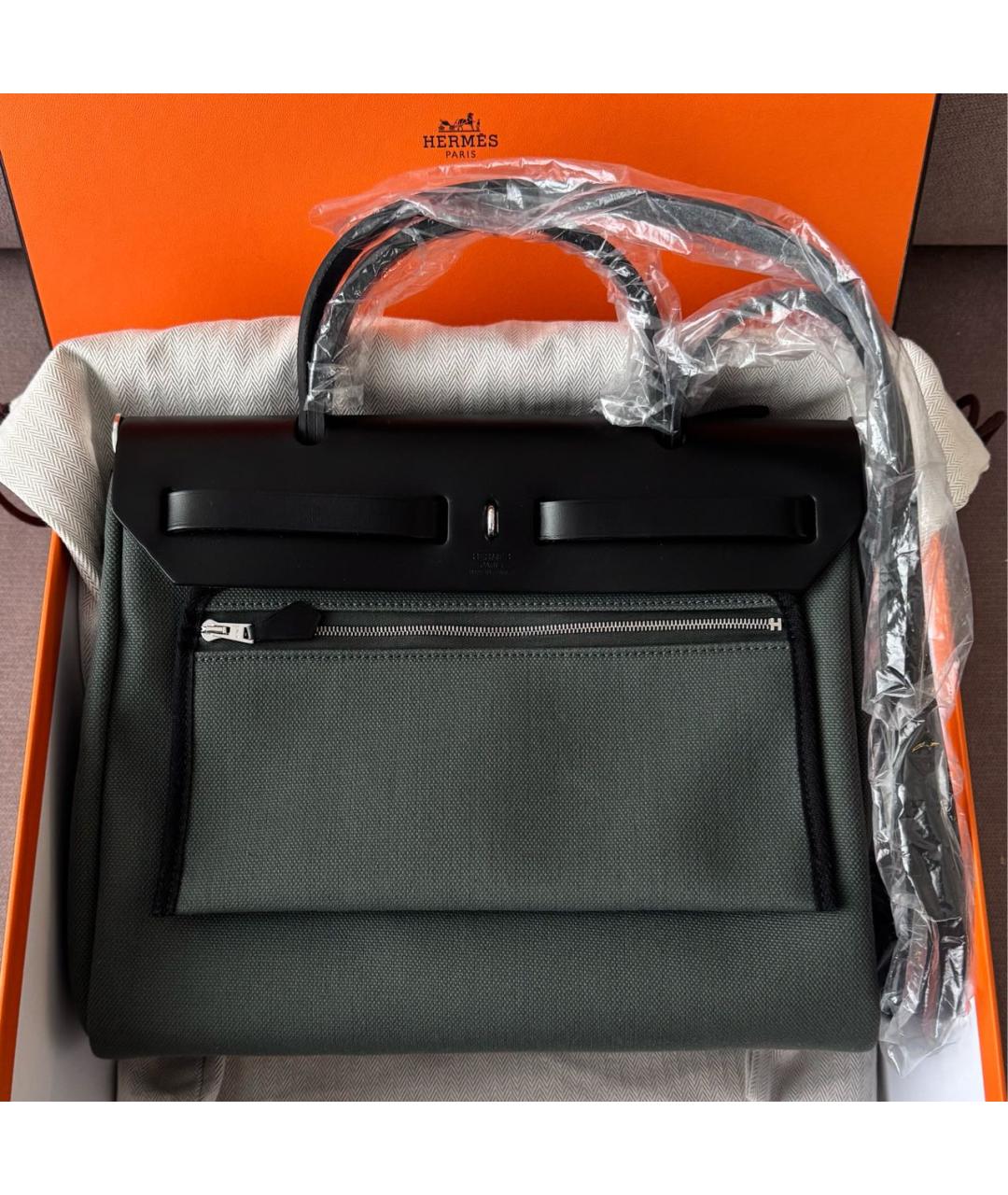 HERMES Хаки кожаная сумка через плечо, фото 3