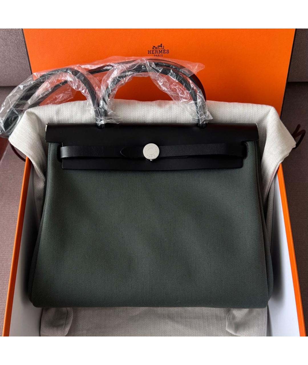 HERMES Хаки кожаная сумка через плечо, фото 2