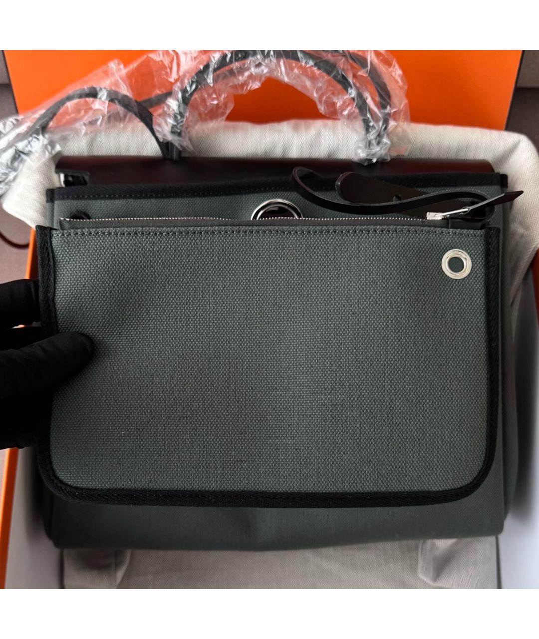 HERMES Хаки кожаная сумка через плечо, фото 5