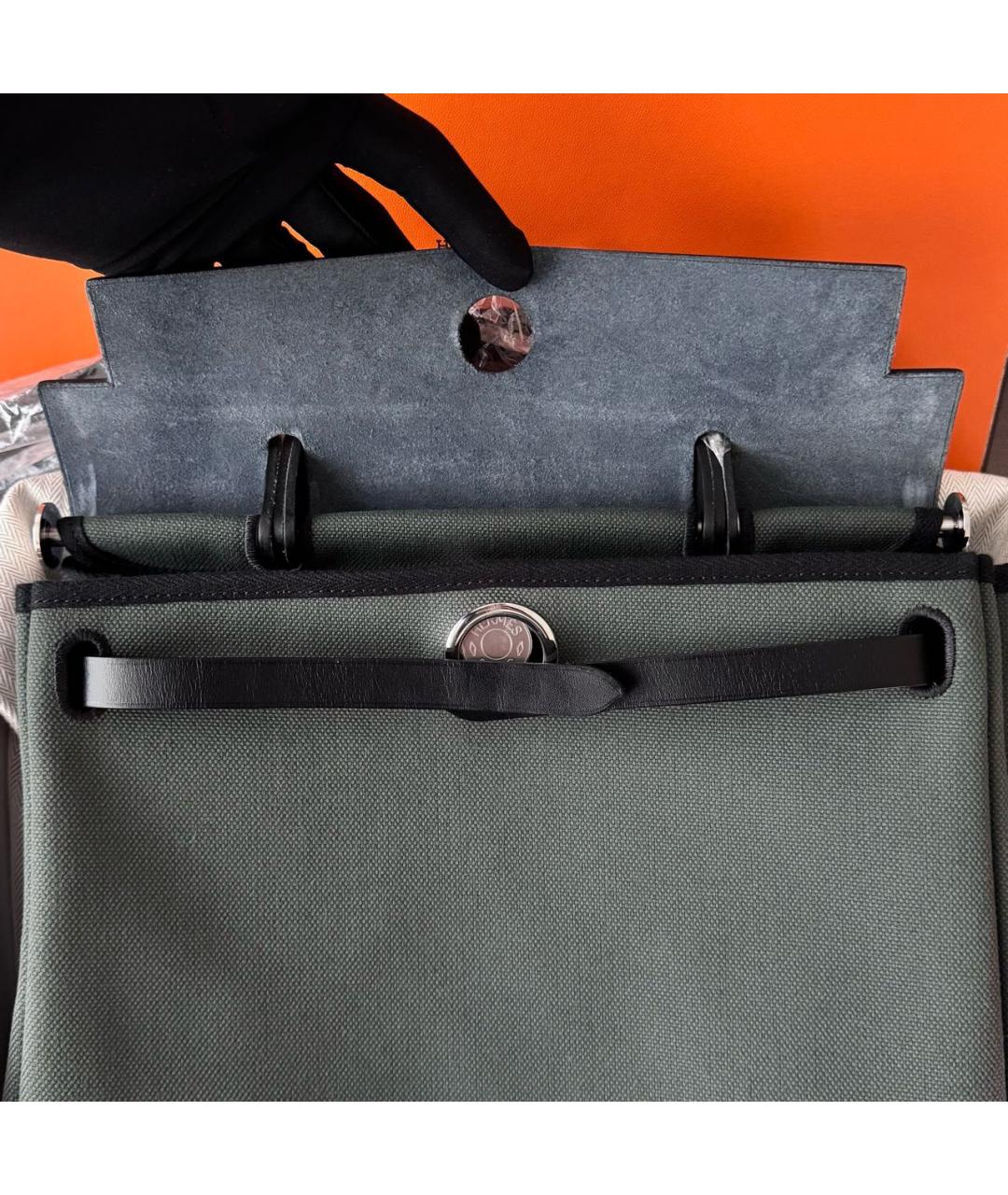 HERMES Хаки кожаная сумка через плечо, фото 4