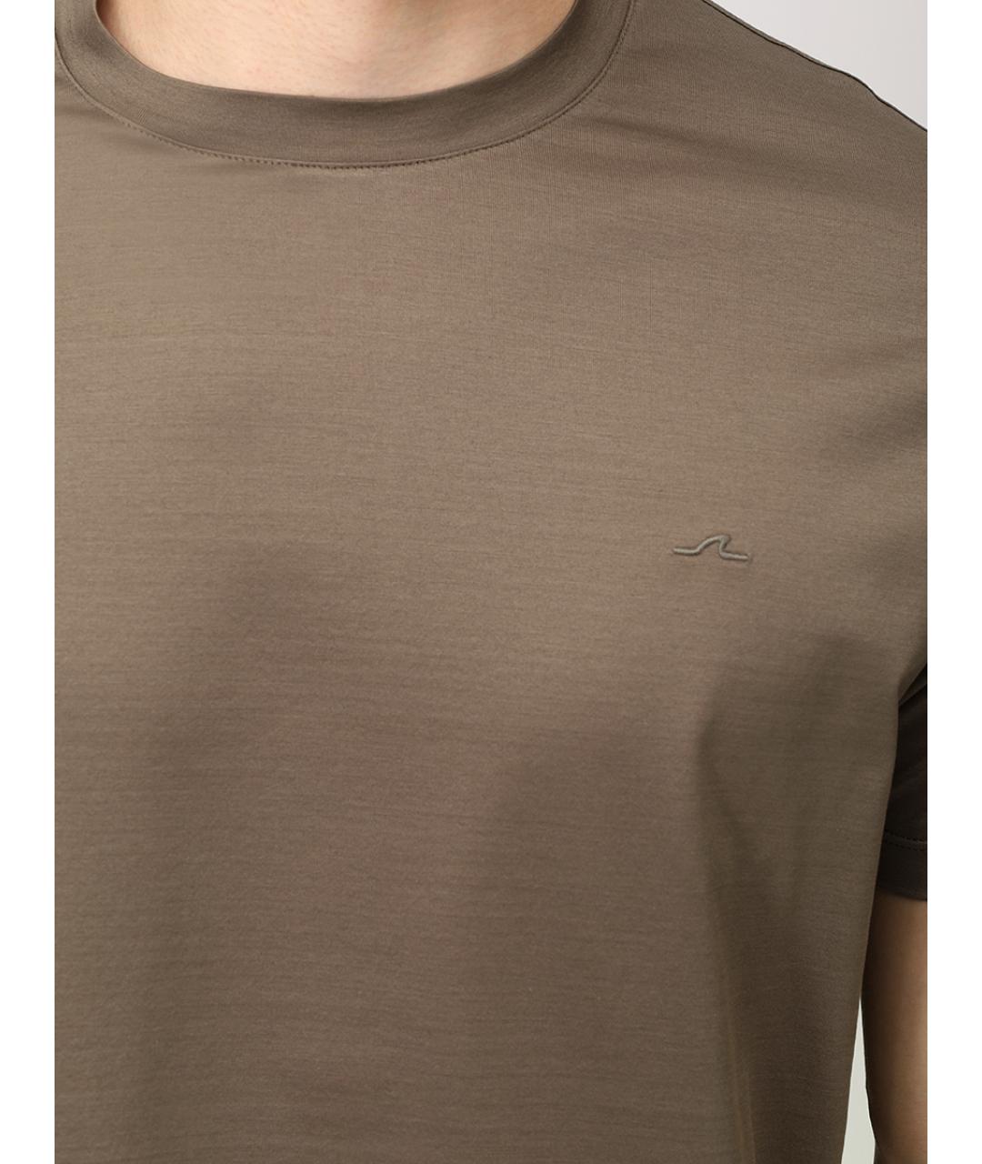 PAUL & SHARK Коричневая хлопковая футболка, фото 5