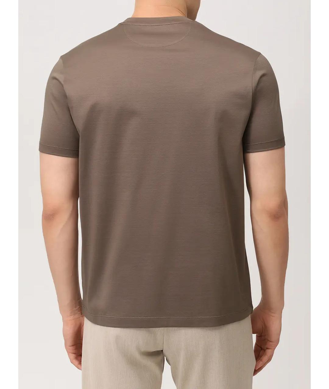 PAUL & SHARK Коричневая хлопковая футболка, фото 3