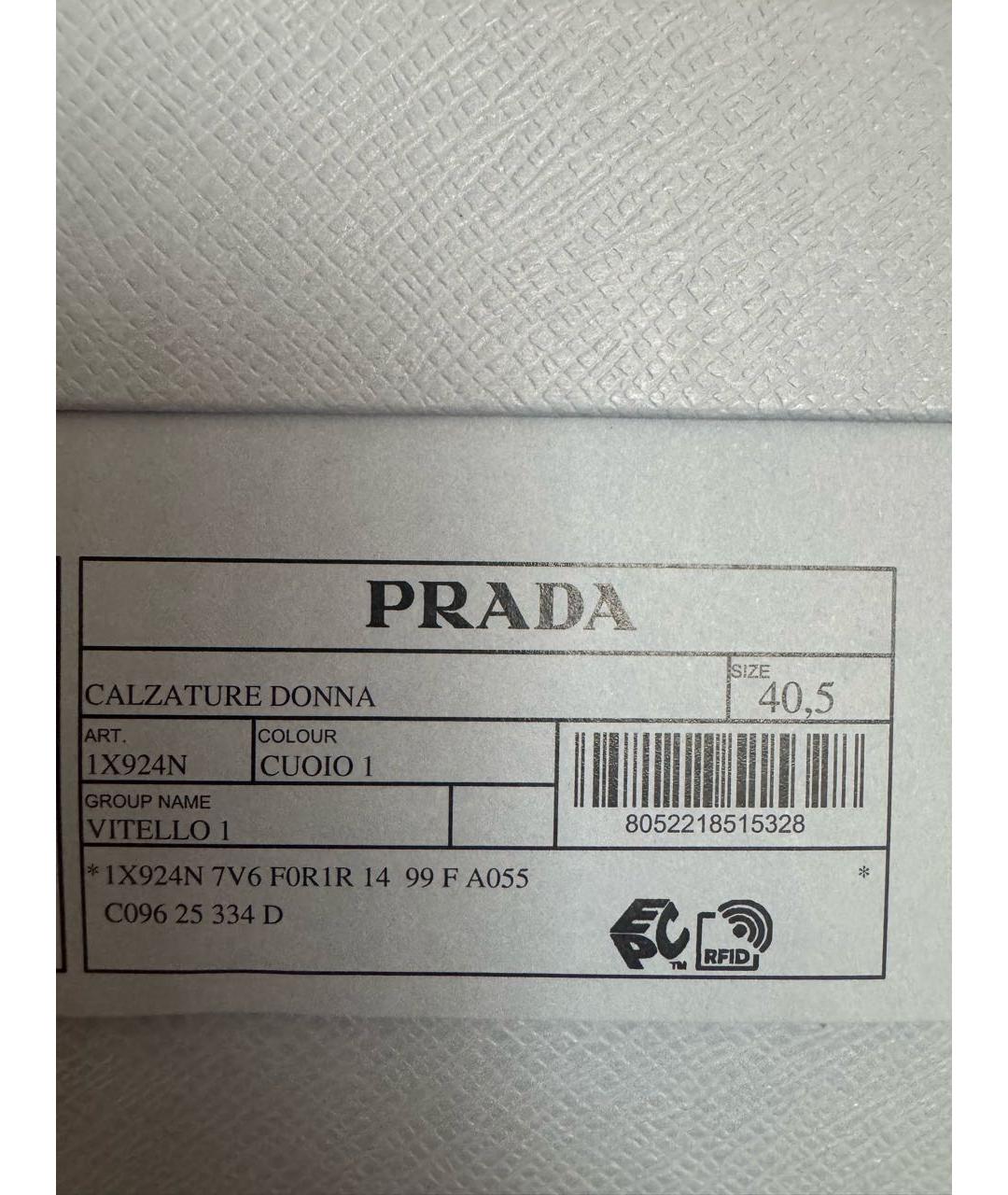 PRADA Коричневые кожаные босоножки, фото 5