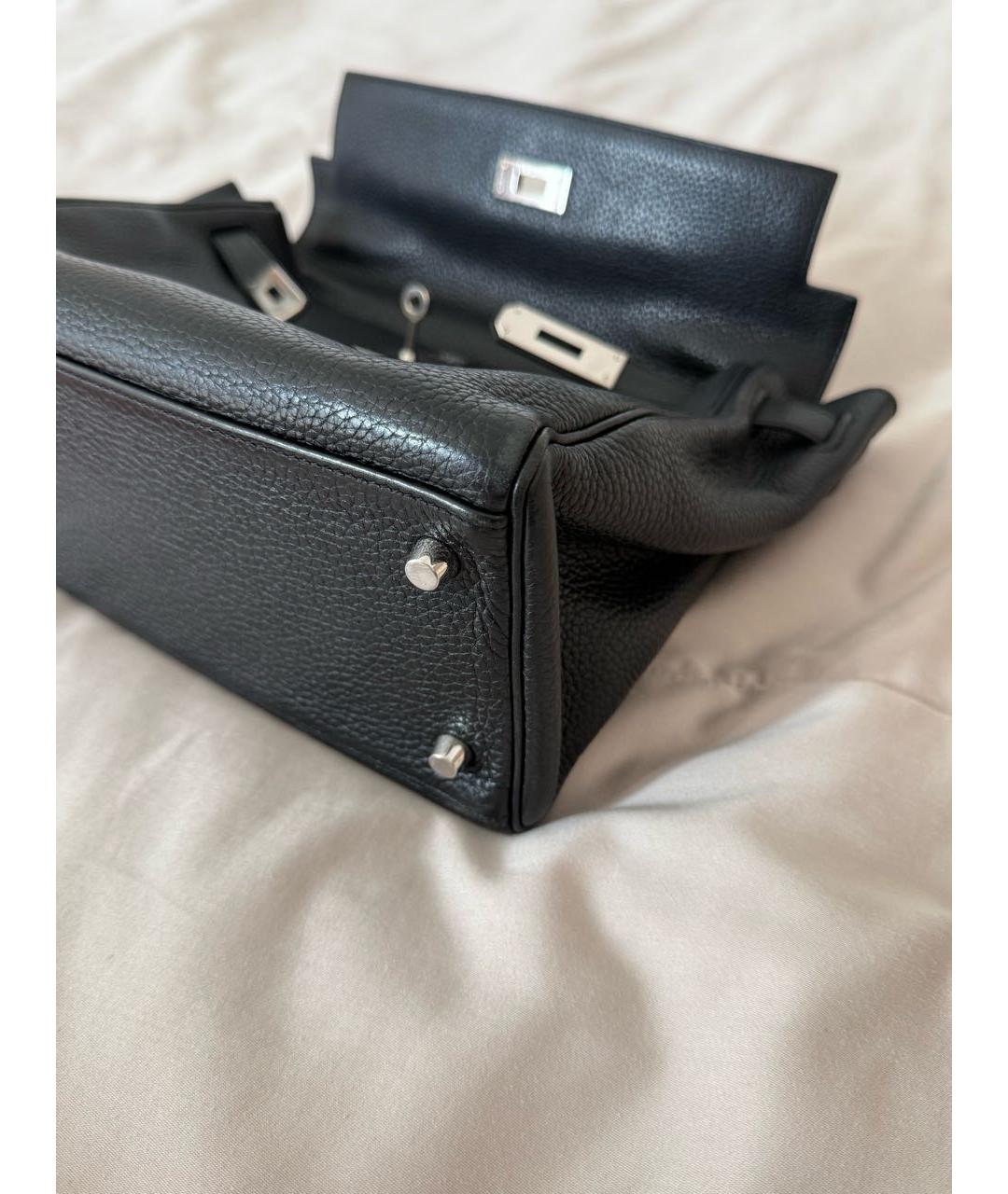 HERMES Черная кожаная сумка с короткими ручками, фото 7