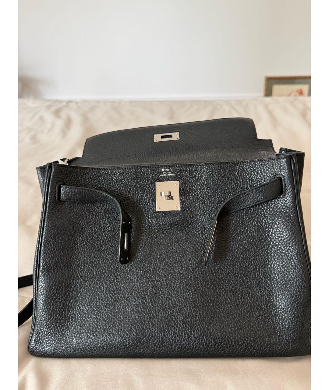 HERMES Черная кожаная сумка с короткими ручками, фото 8