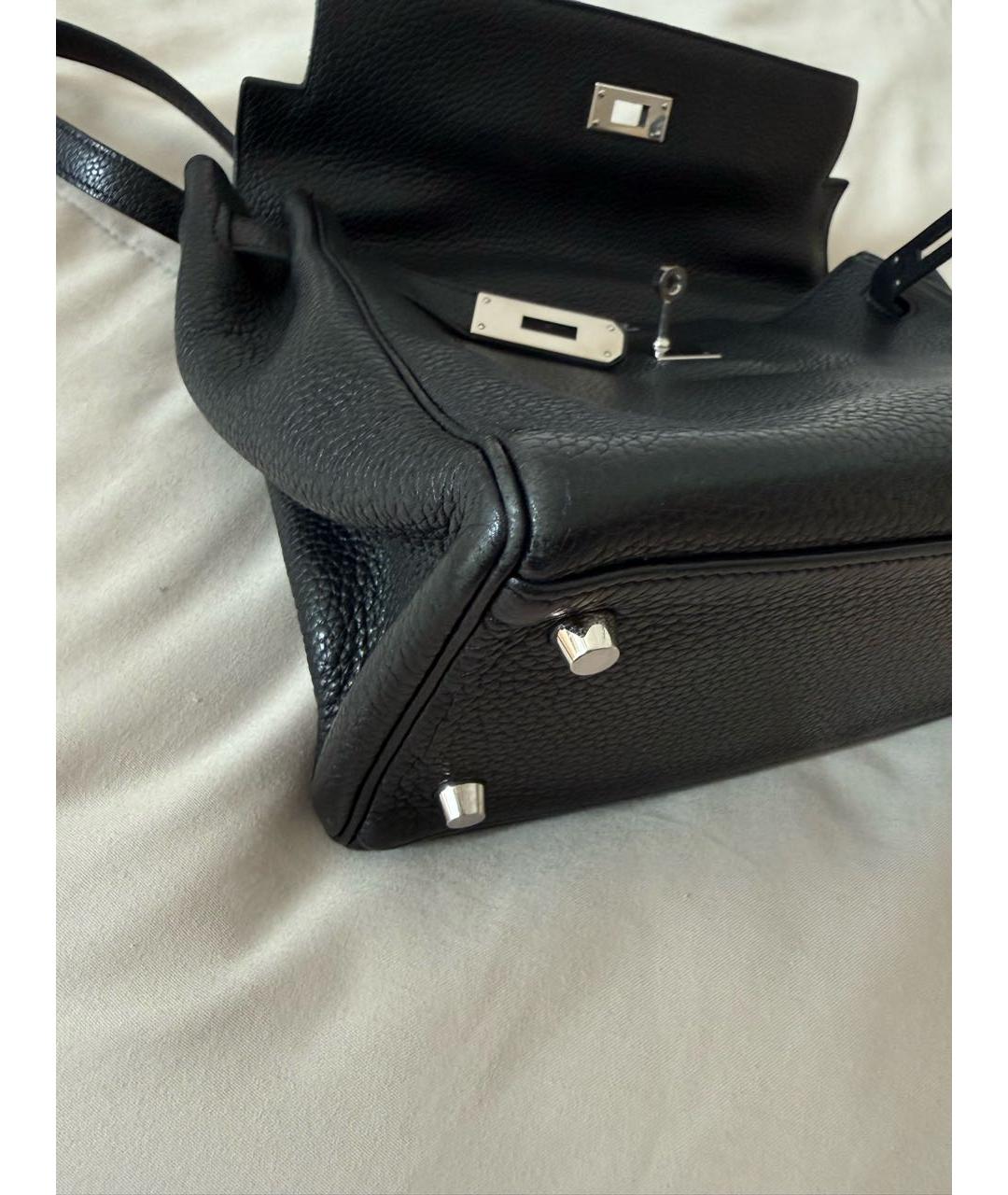HERMES Черная кожаная сумка с короткими ручками, фото 6