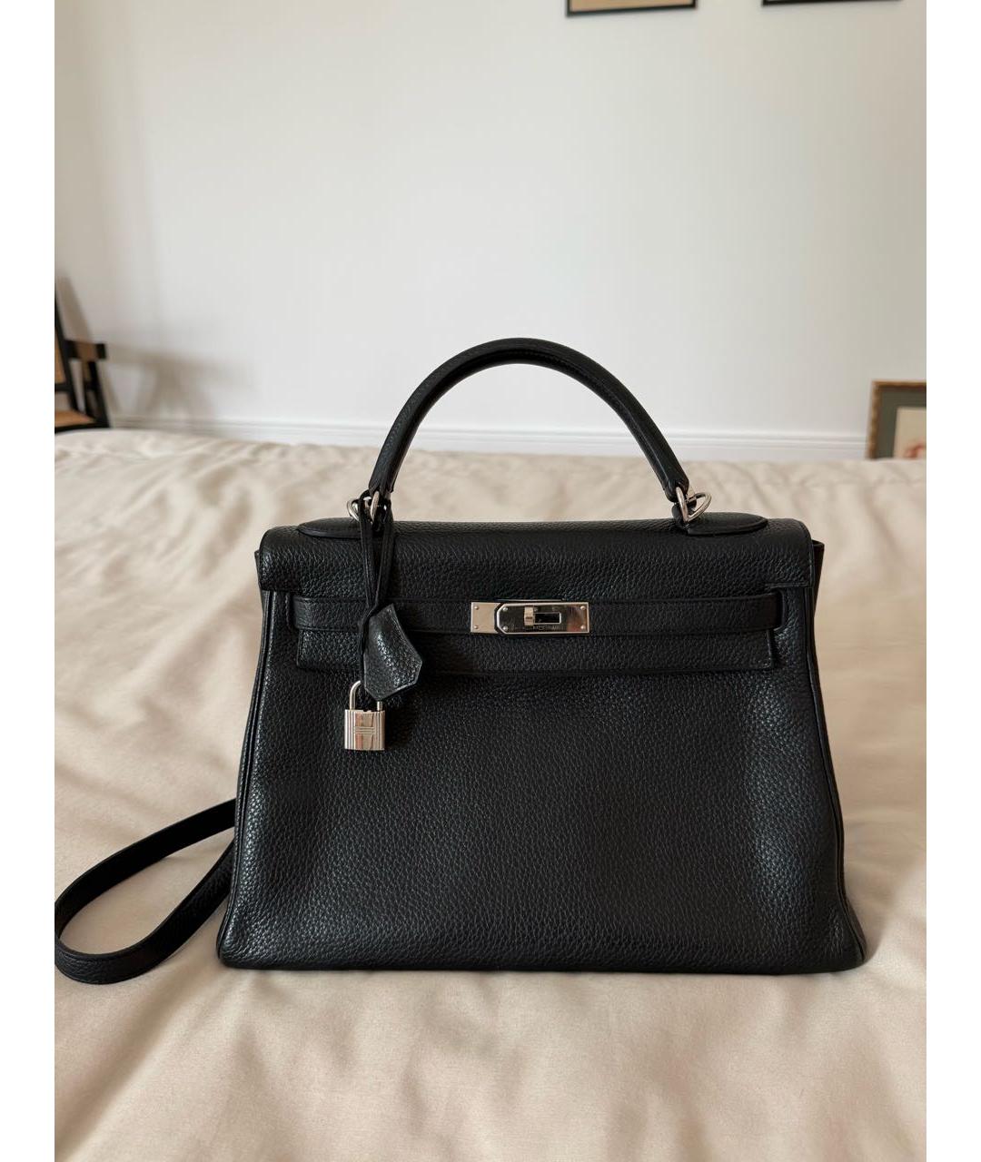 HERMES Черная кожаная сумка с короткими ручками, фото 9