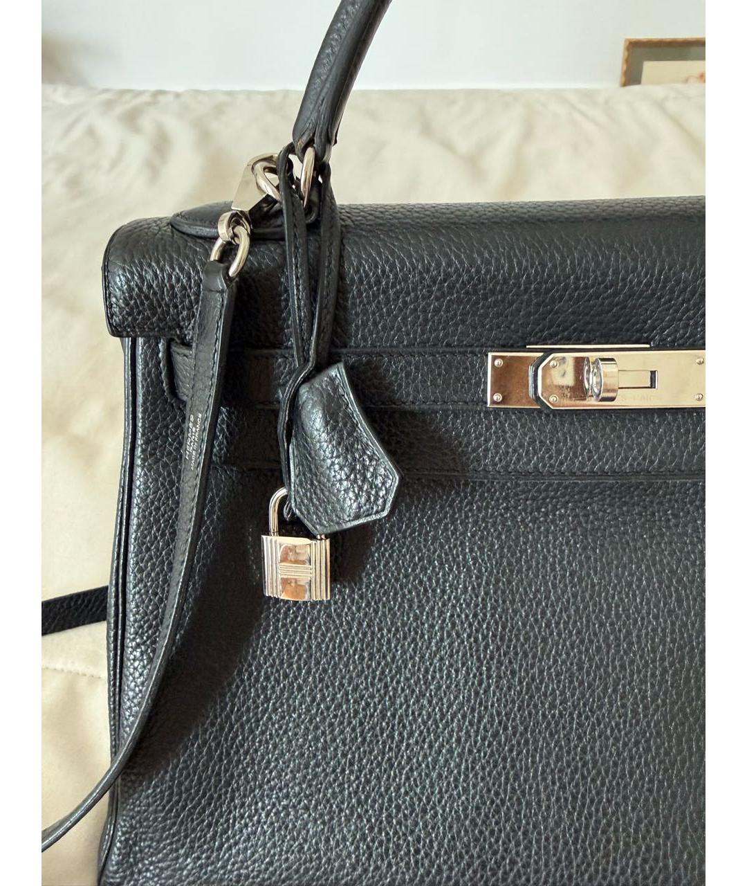 HERMES Черная кожаная сумка с короткими ручками, фото 3