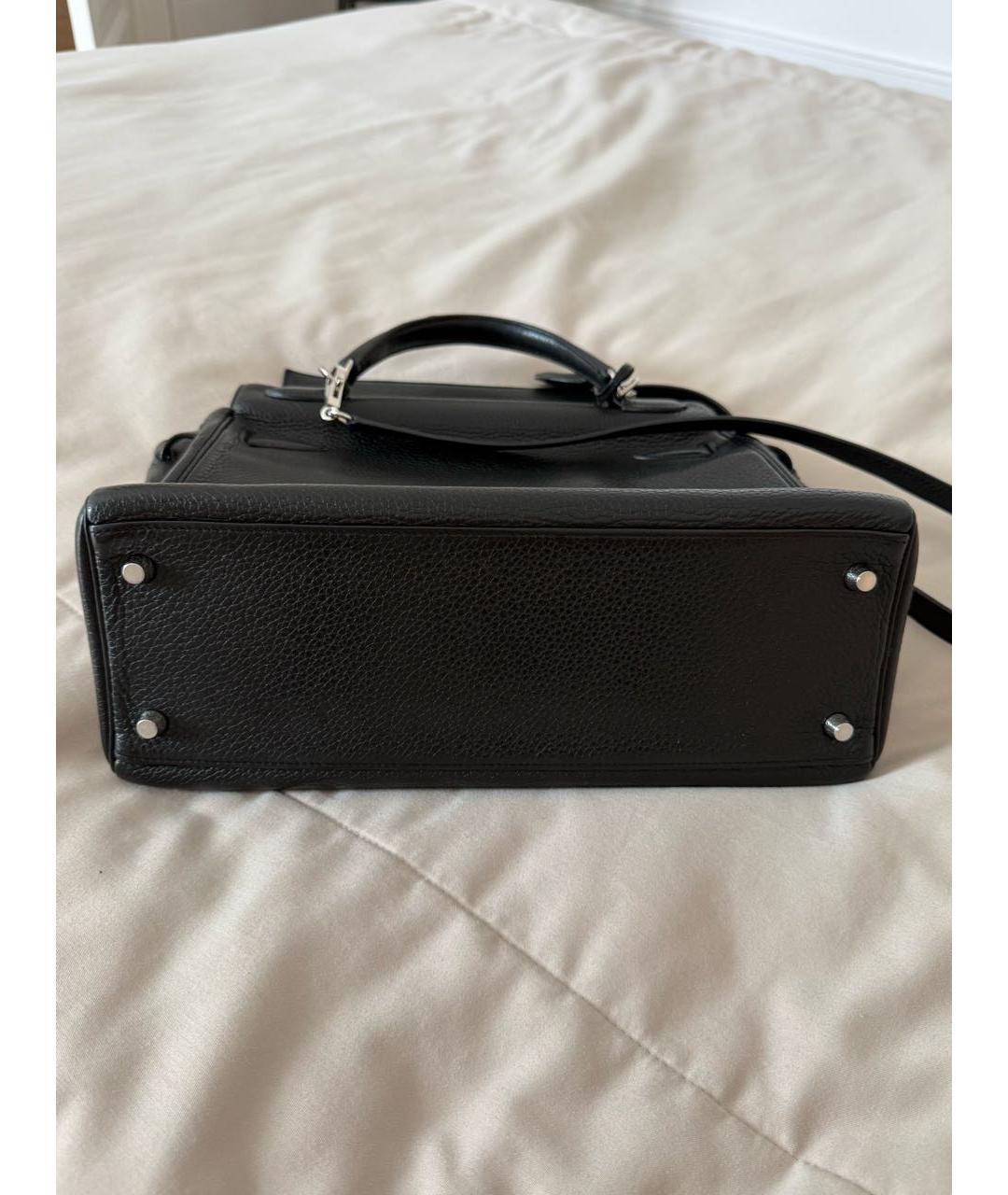 HERMES Черная кожаная сумка с короткими ручками, фото 5