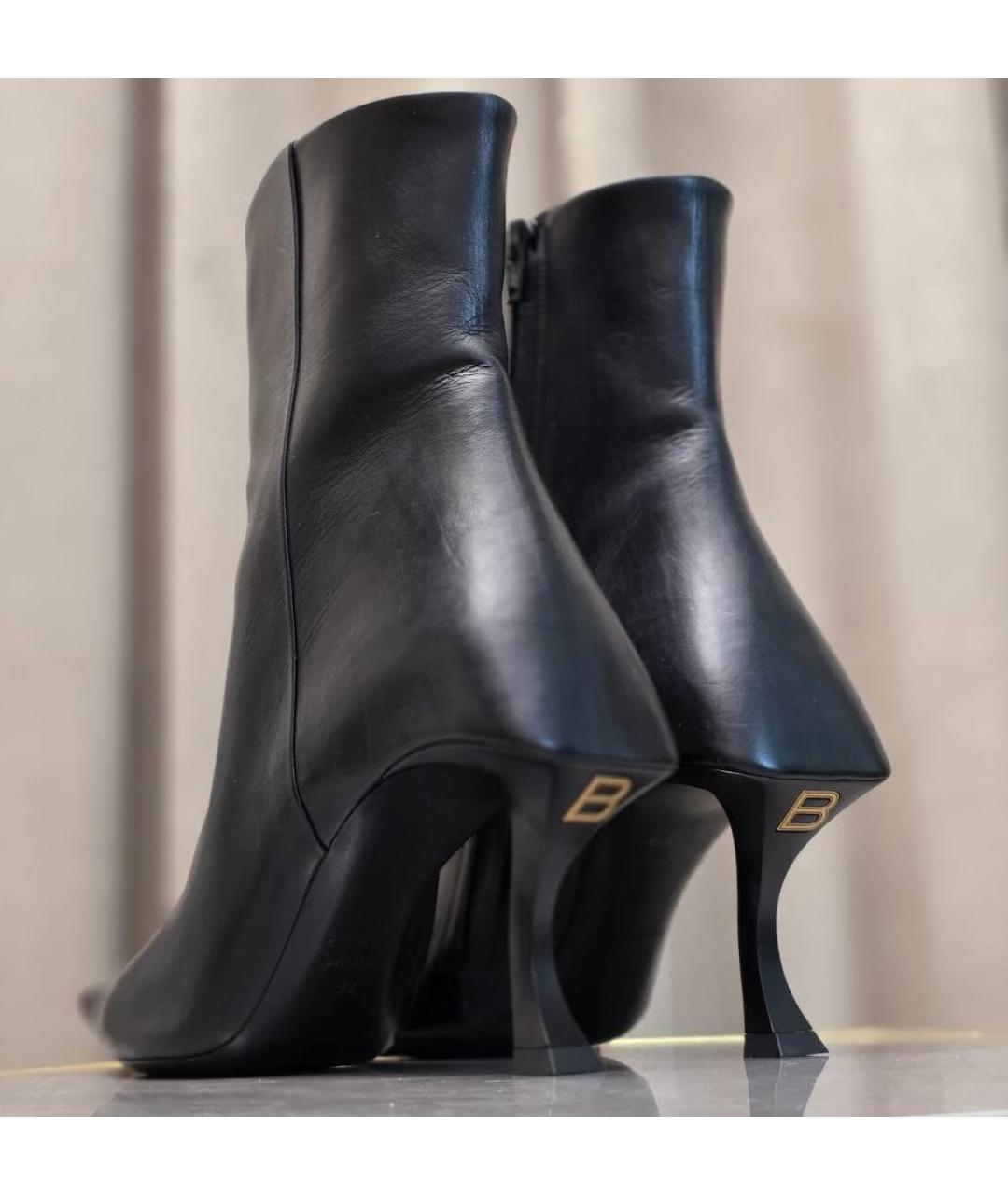 BALENCIAGA Черные кожаные ботильоны, фото 4