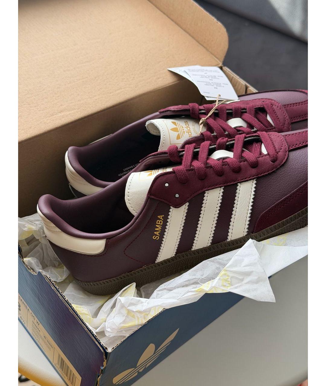 ADIDAS Бордовые кожаные кроссовки, фото 5