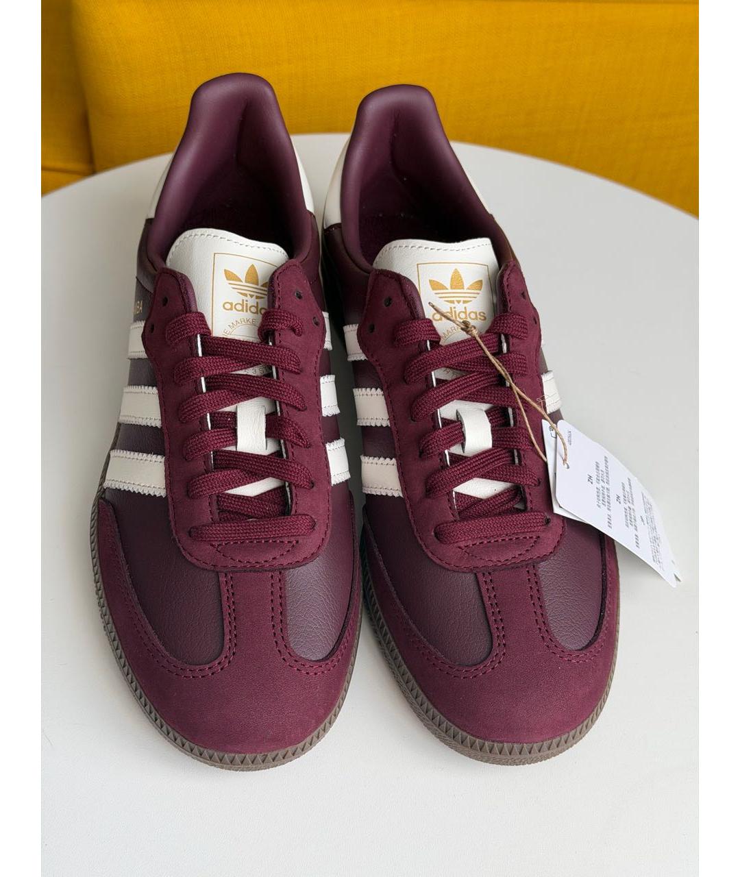 ADIDAS Бордовые кожаные кроссовки, фото 2