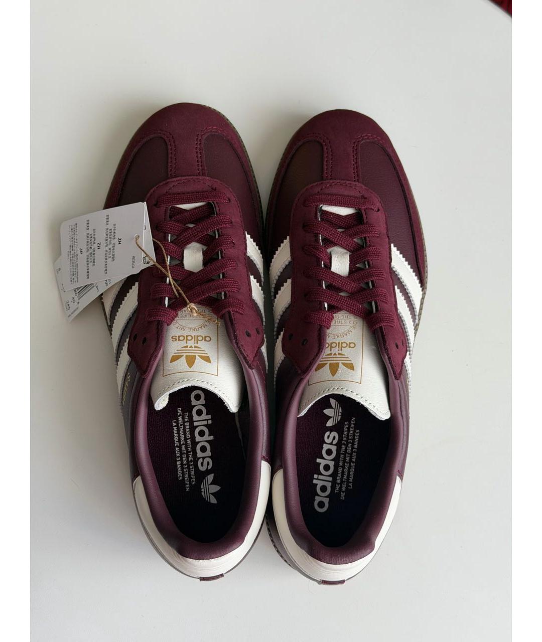 ADIDAS Бордовые кожаные кроссовки, фото 3