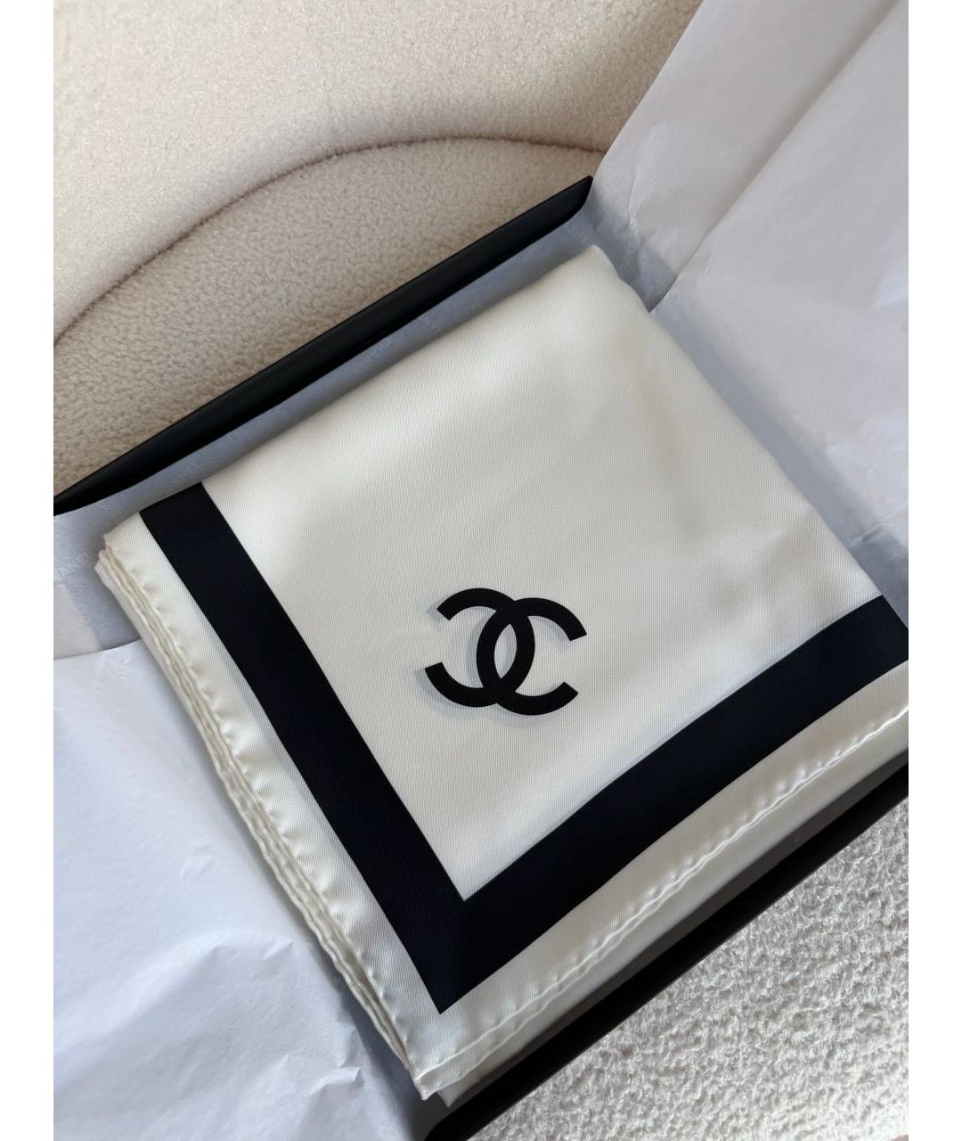 CHANEL Белый шелковый платок, фото 5