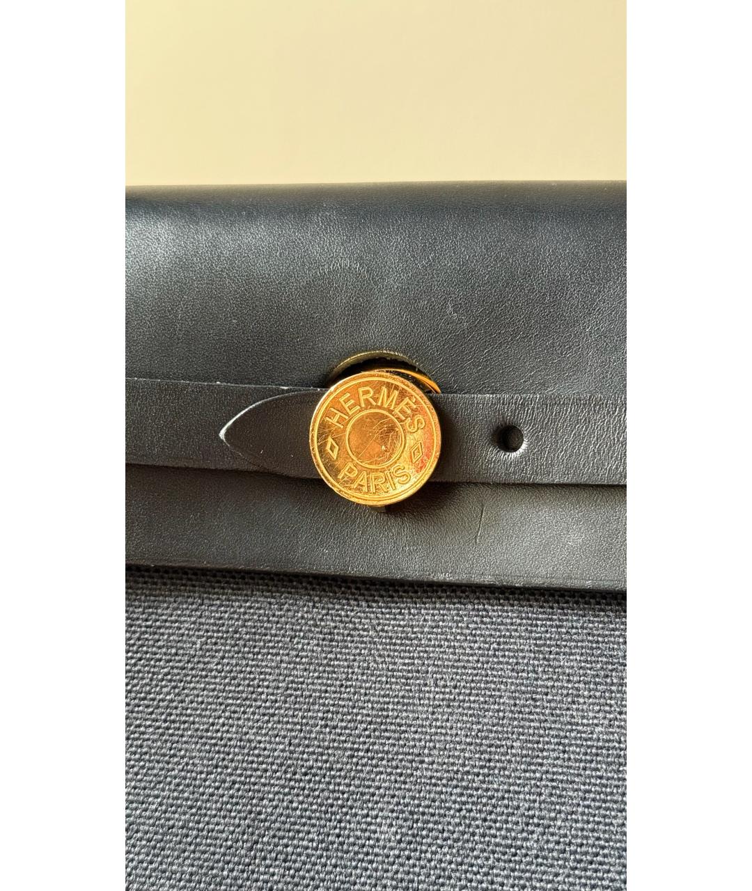 HERMES Черная кожаная сумка тоут, фото 5