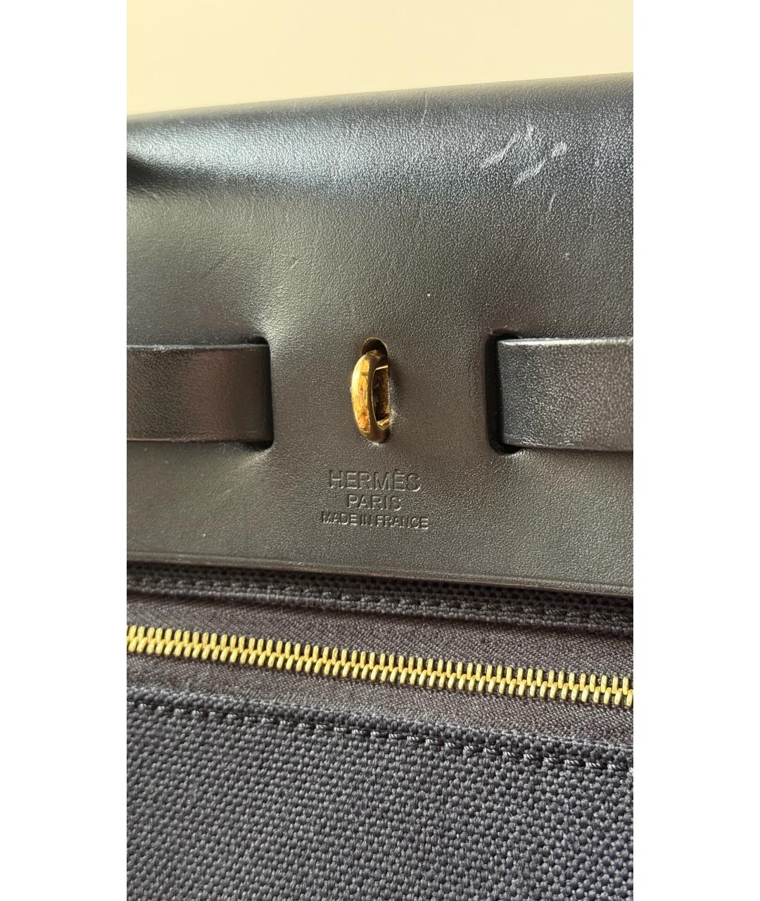 HERMES Черная кожаная сумка тоут, фото 3