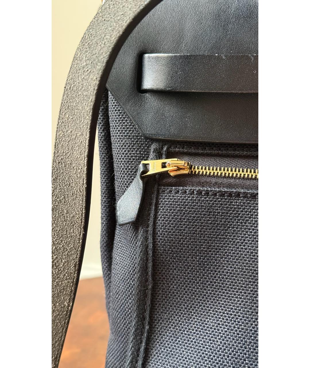 HERMES Черная кожаная сумка тоут, фото 4