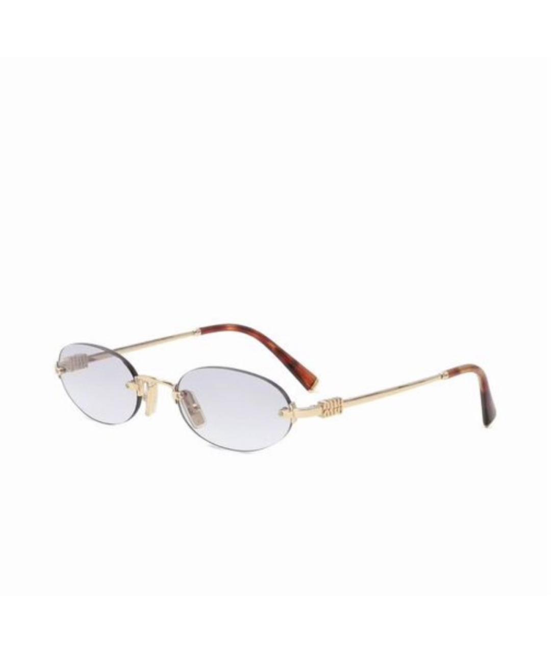 MIU MIU Золотые металлические солнцезащитные очки, фото 8