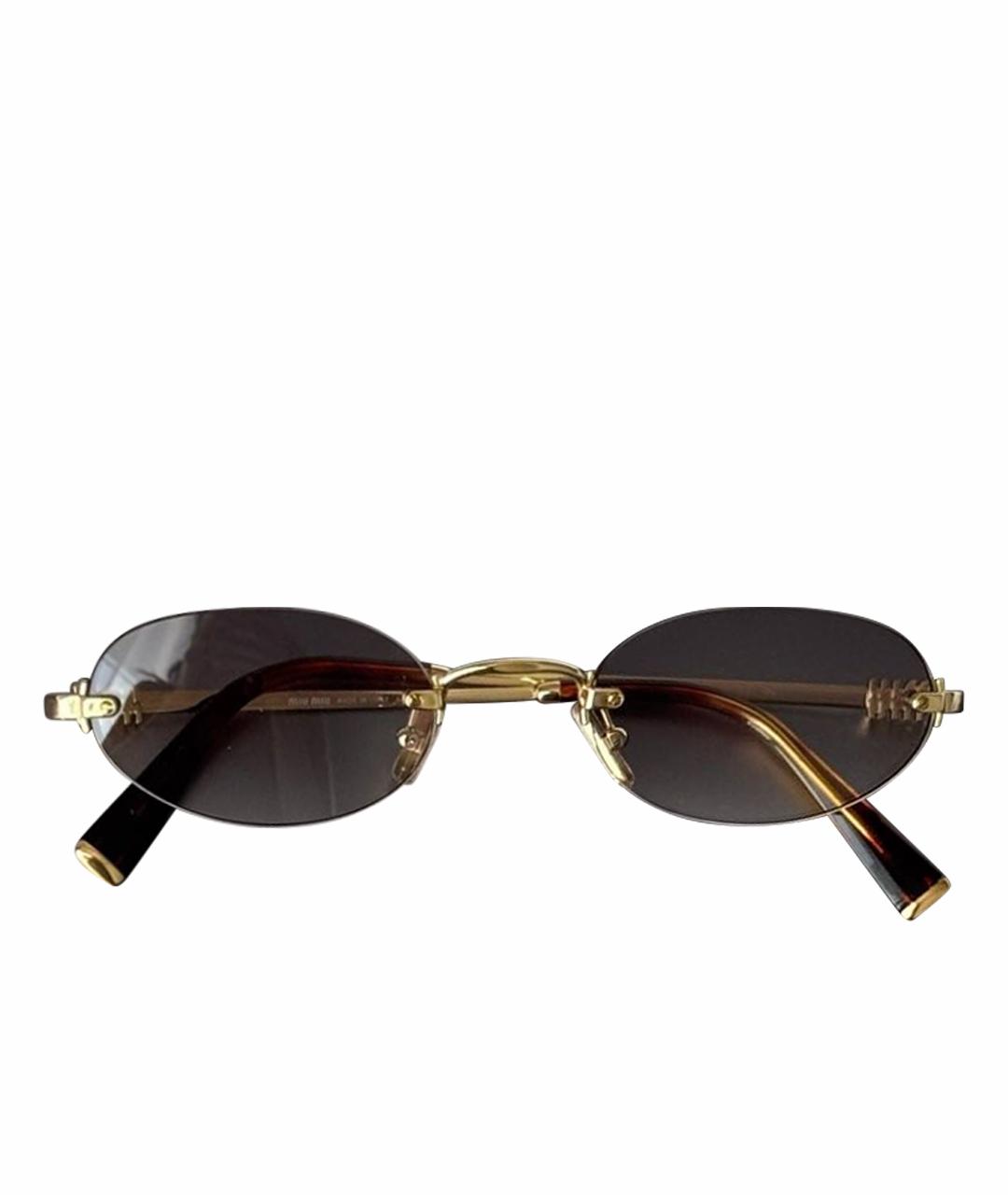 MIU MIU Золотые металлические солнцезащитные очки, фото 1