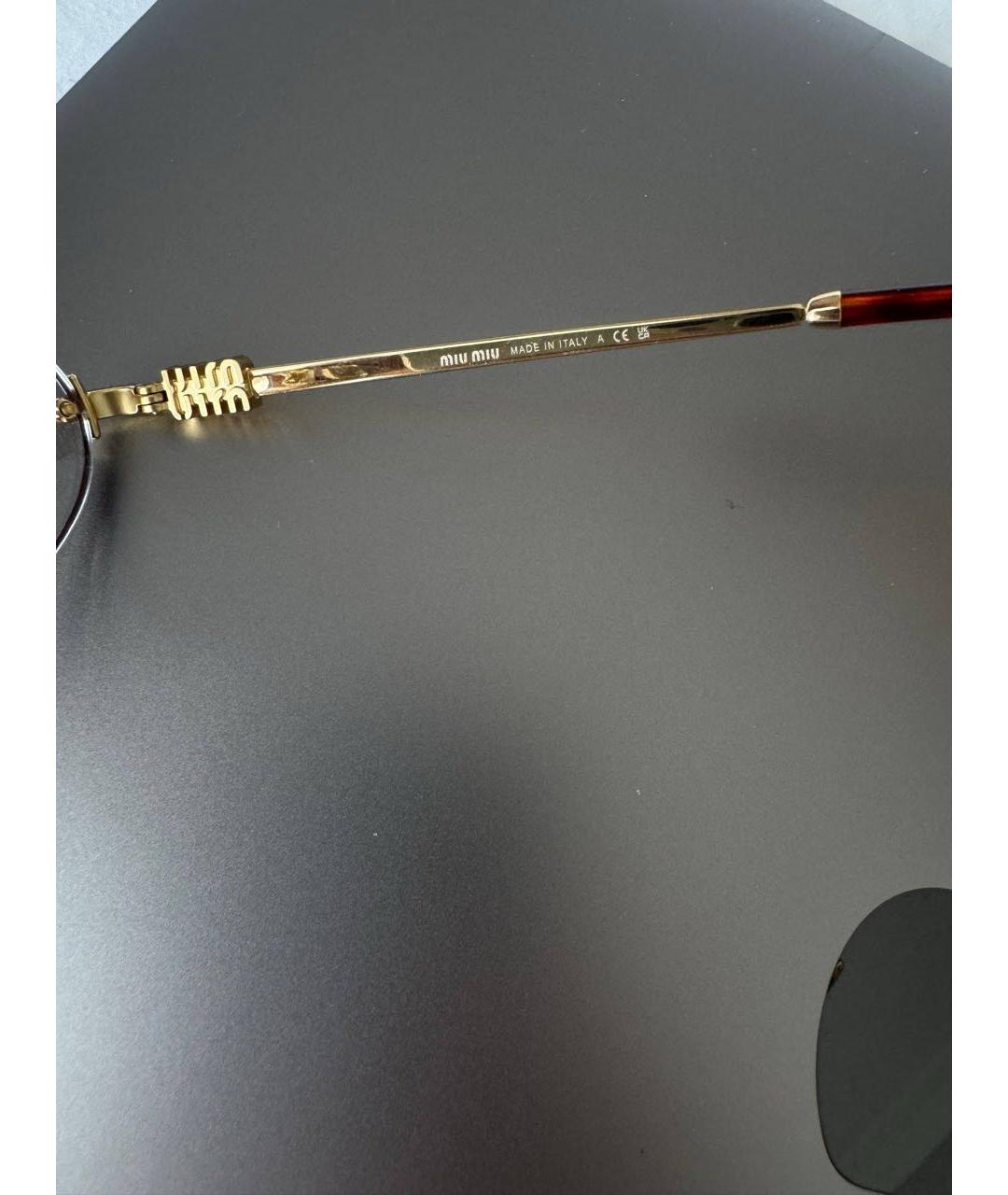 MIU MIU Золотые металлические солнцезащитные очки, фото 3