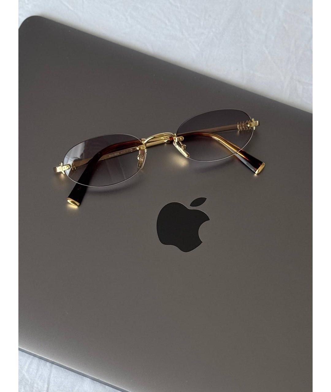 MIU MIU Золотые металлические солнцезащитные очки, фото 9