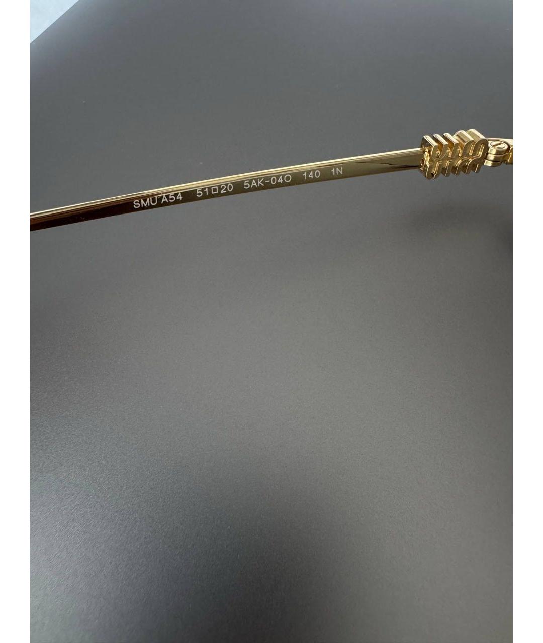 MIU MIU Золотые металлические солнцезащитные очки, фото 4