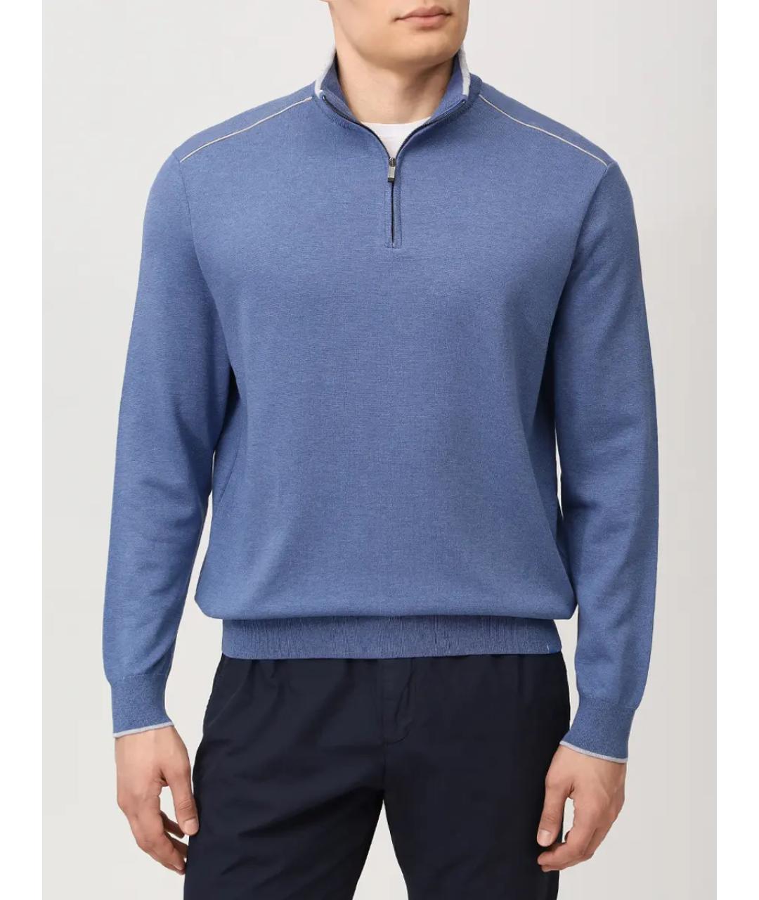 PAUL & SHARK Голубой шелковый джемпер / свитер, фото 4