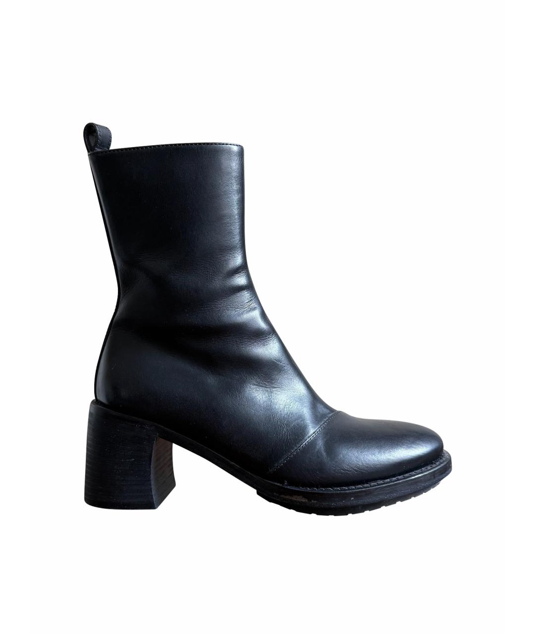 ANN DEMEULEMEESTER Черные кожаные ботинки, фото 1