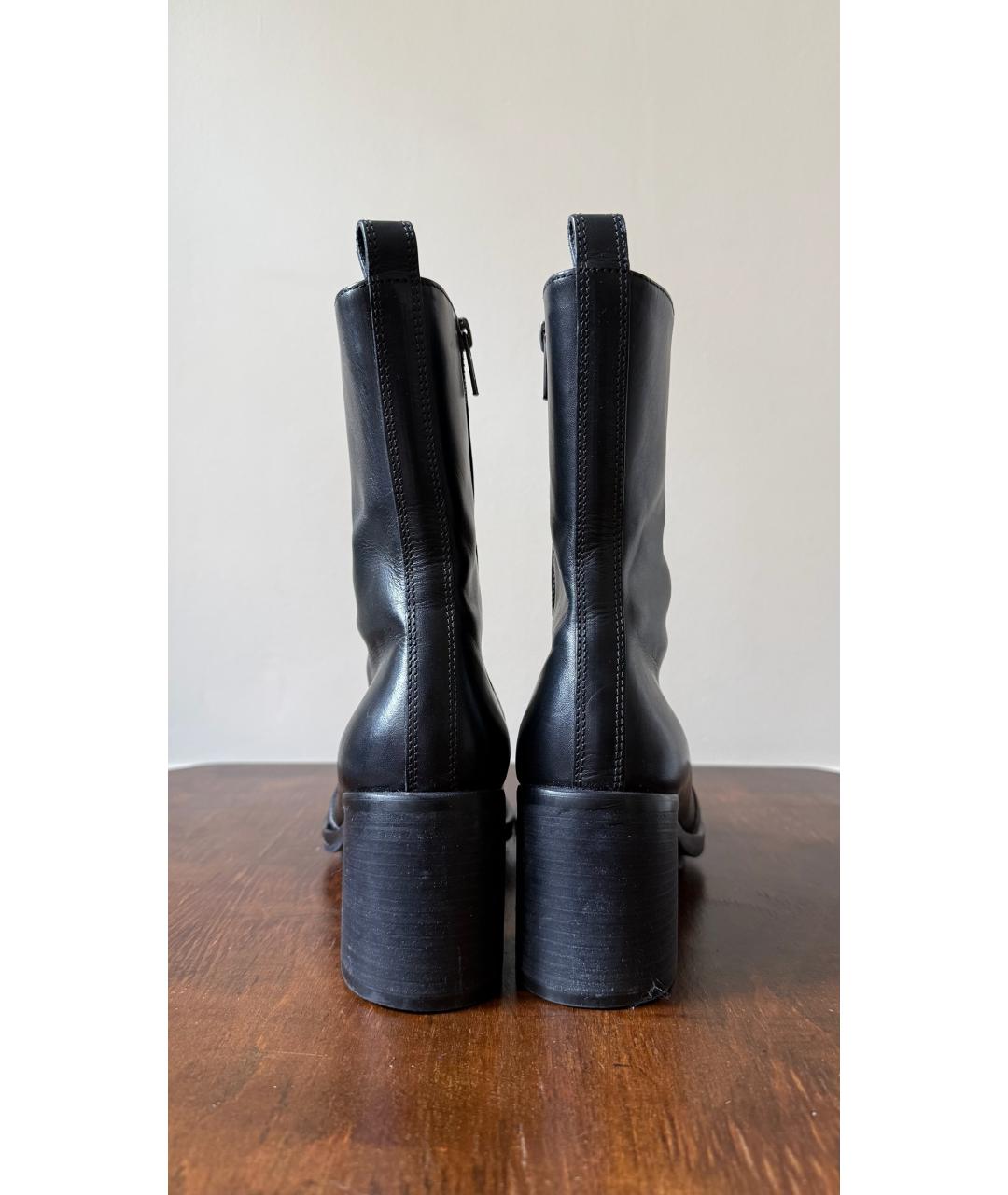 ANN DEMEULEMEESTER Черные кожаные ботинки, фото 4