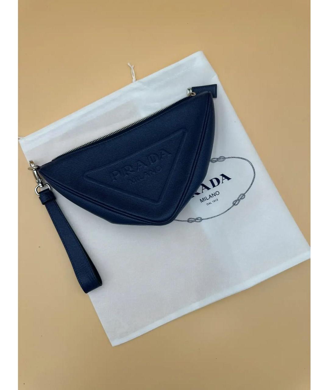 PRADA Синяя кожаная барсетка, фото 2