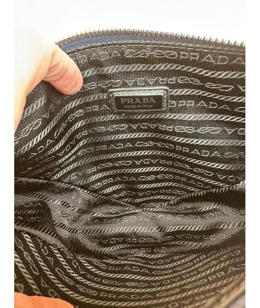 PRADA Синяя кожаная барсетка, фото 8