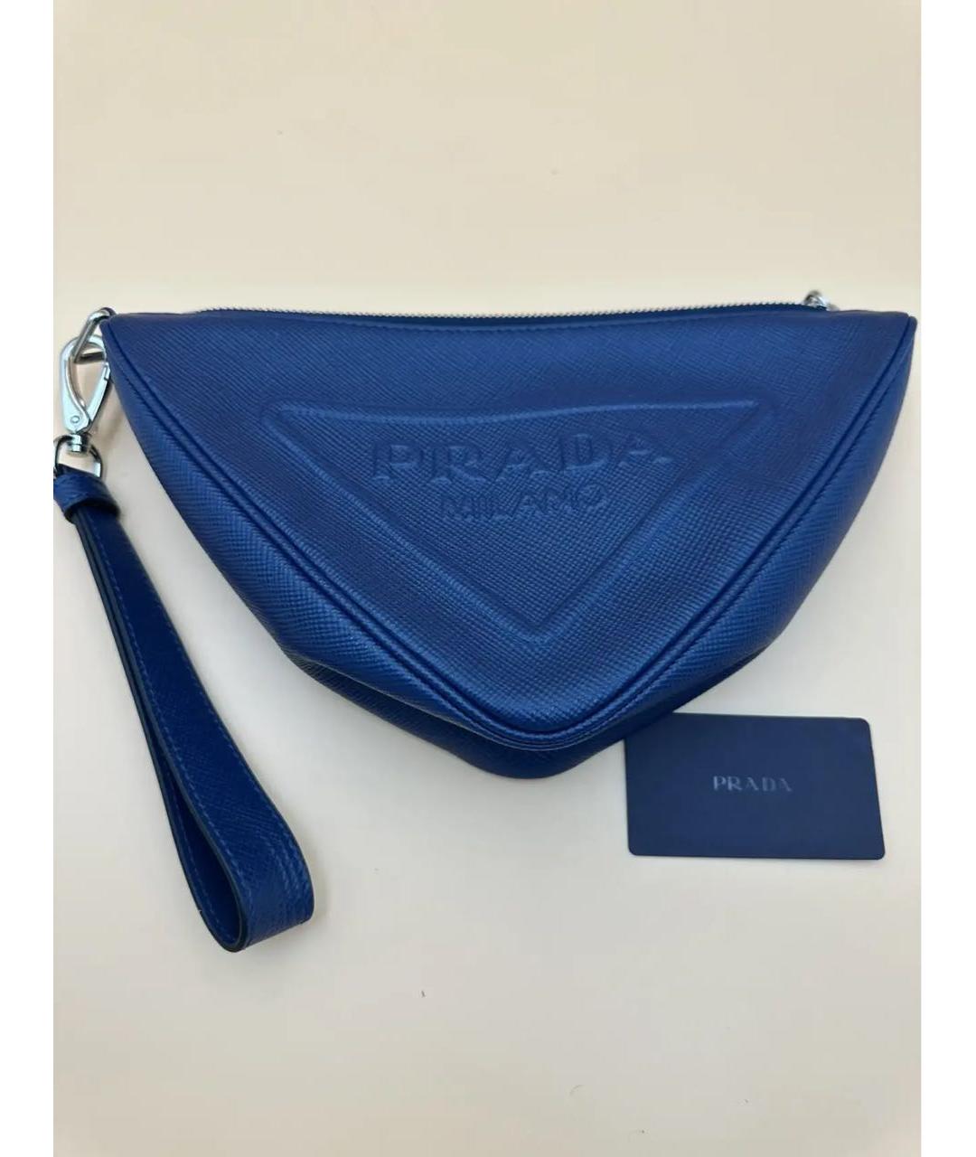 PRADA Синяя кожаная барсетка, фото 9