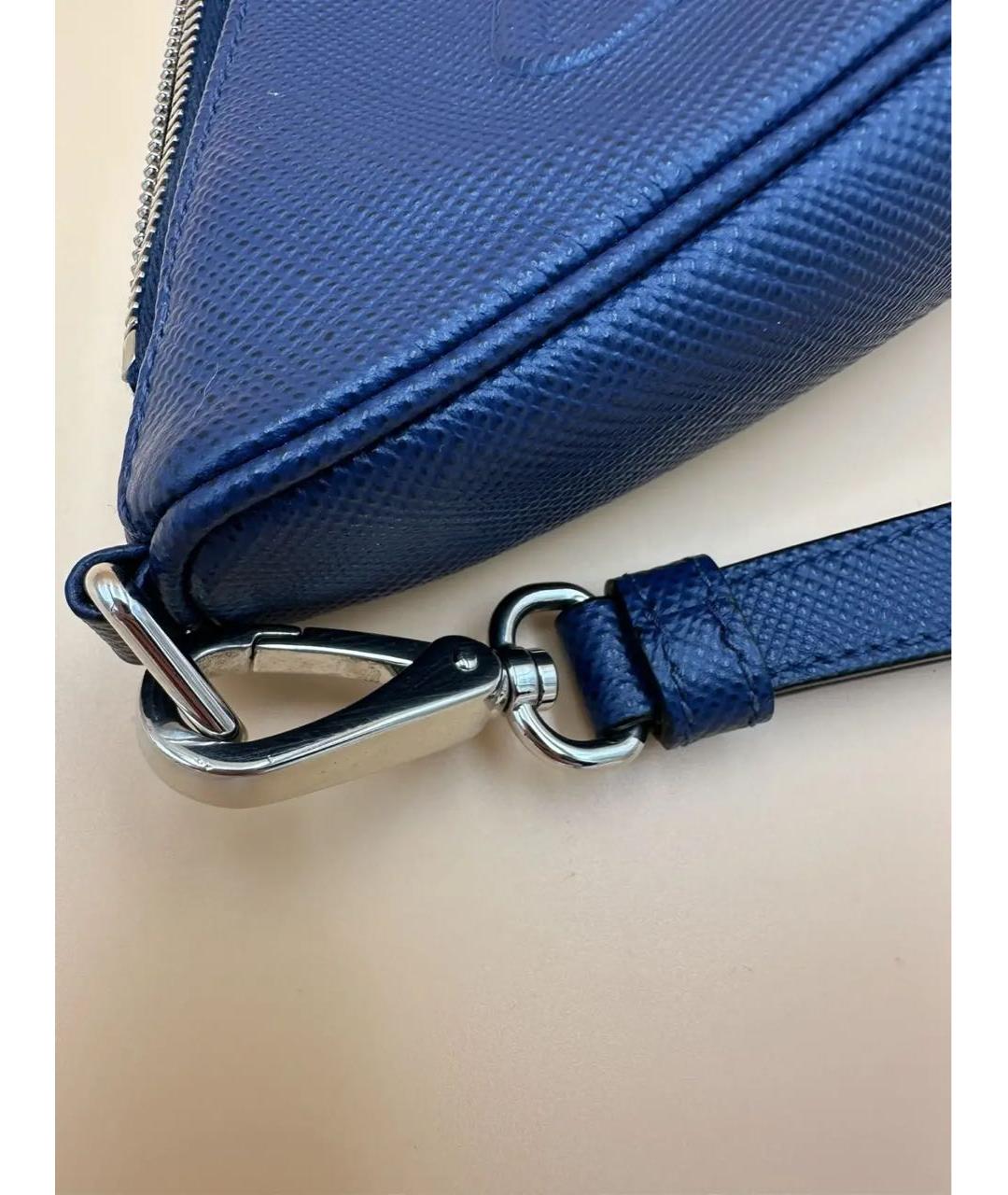 PRADA Синяя кожаная барсетка, фото 6