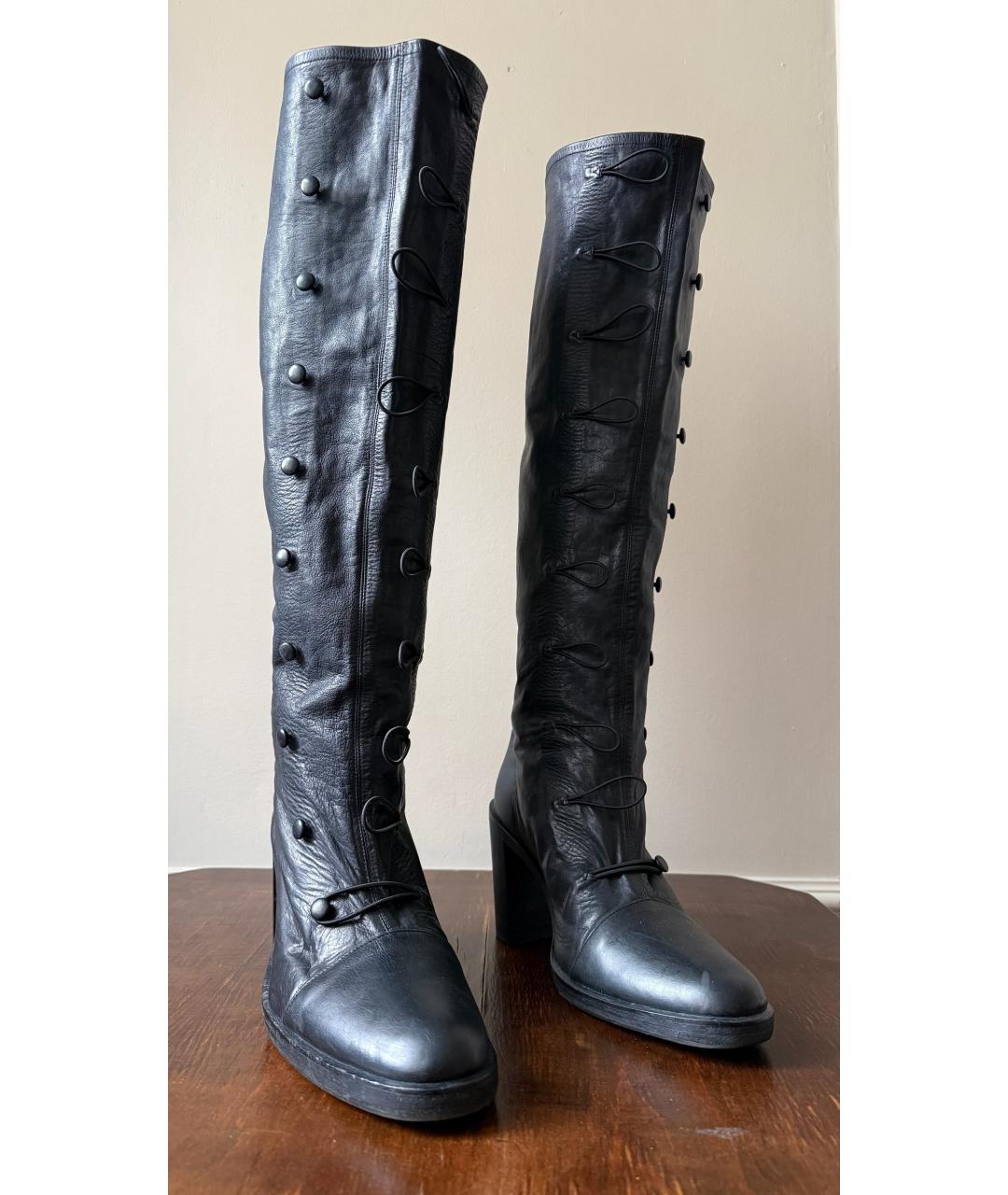 ANN DEMEULEMEESTER Черные кожаные ботинки, фото 2